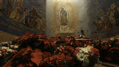 Virgin of Guadalupe and flowers