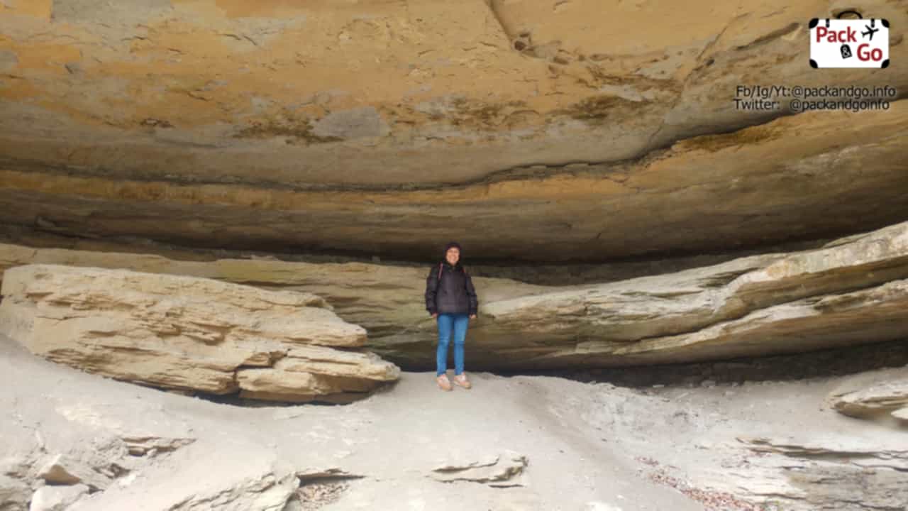 Girl, next to the big rocks of Zlaten Waterfall Veliko Tarnovo