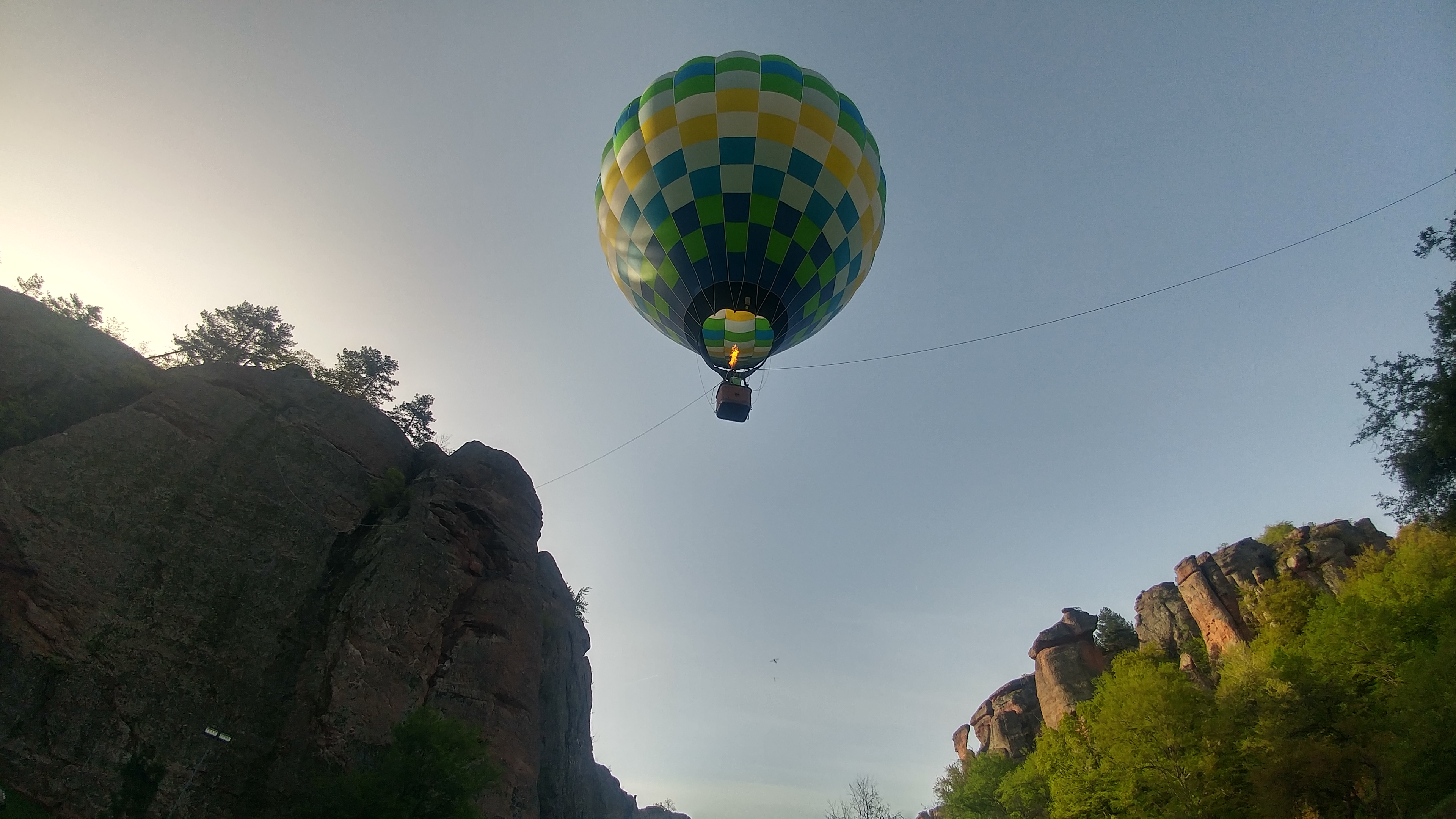 hot air balloon with over Belogradchik rocks