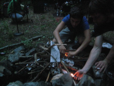 Men making fire