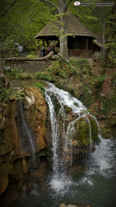 hut above a waterfall in Romania