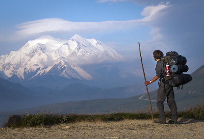 Backpacker hiking