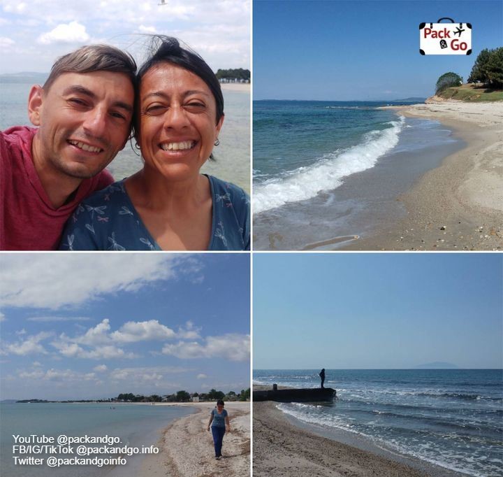 Collage of 4 images of Arogi-Fanari beach, Greece