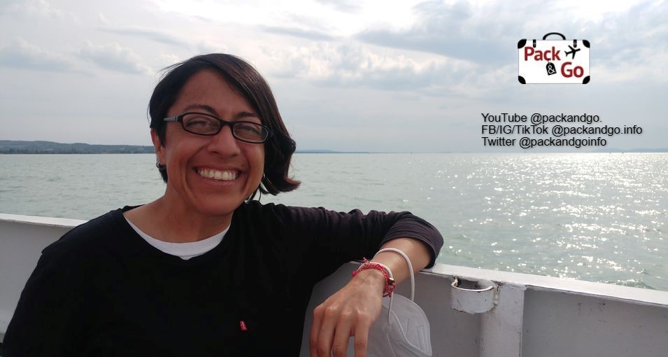 Woman with Balaton Lake behind, Hungary