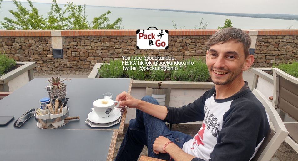 Enjoying a restaurant's terrace in Tihany, Hungary