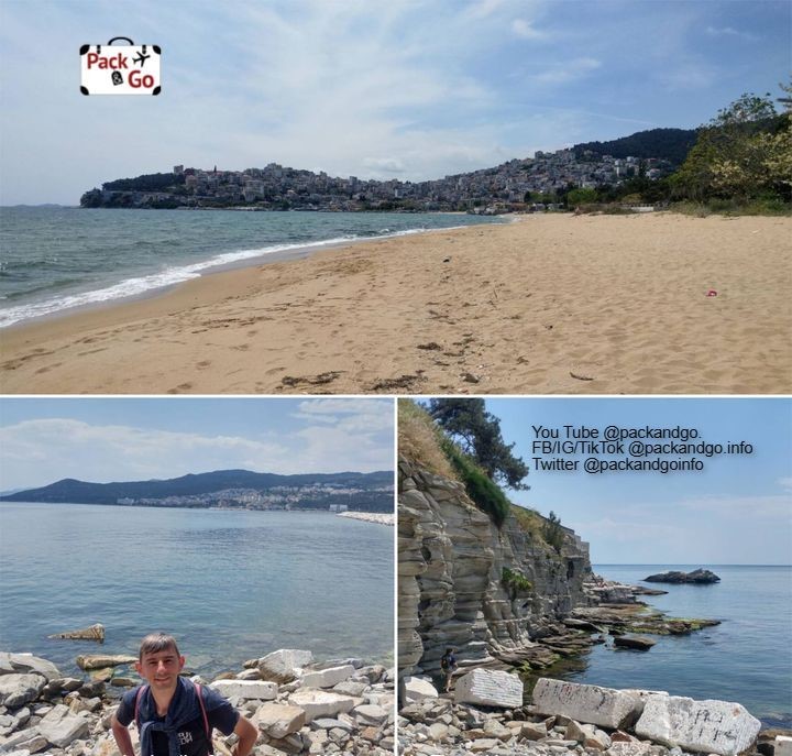 Collage of 3 beaches, Kavala city, Greece