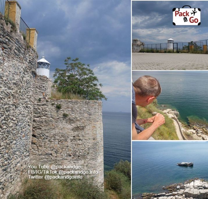 Lighthouse Kavala, Greece. Collage of 4 images.