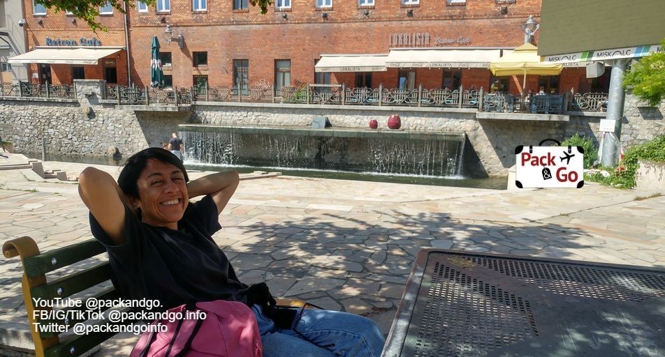 Woman enjoying Sziva terrace, Miskolc, Hungary