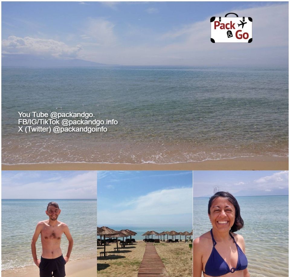 4 grids collage with views of Ammolofoi Beach, Greece