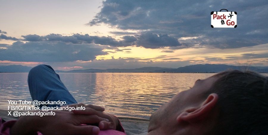 M enjoying the tranquil Keramoti Beach. Photo by packandgo.info Man on Keramoti, GR beach